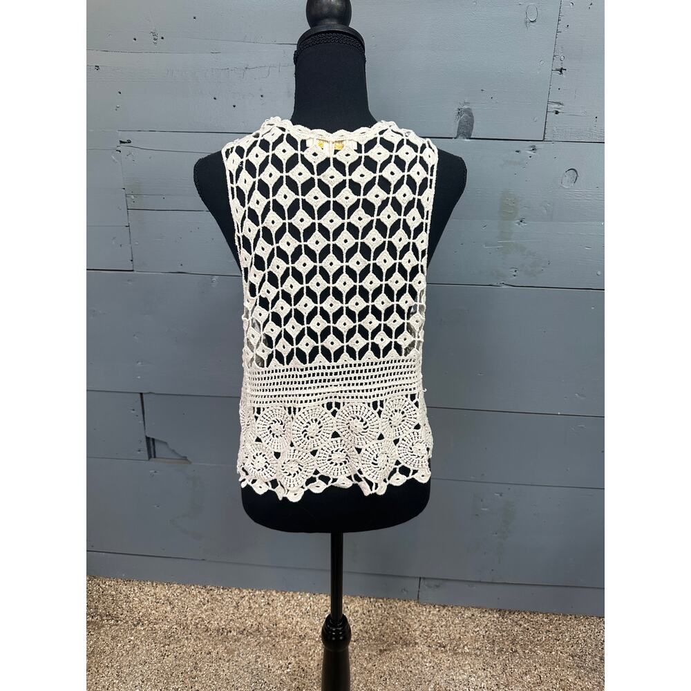 Rebellion Cream Crochet Vest Small - Picture 2 of 8